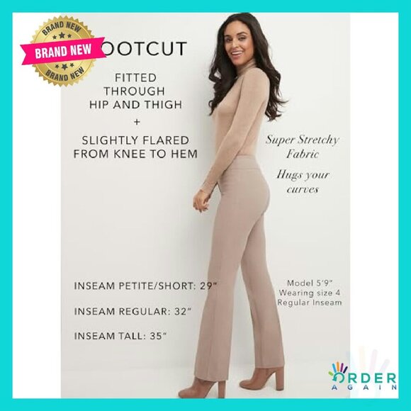 Stretchy Pull-On Bootcut Pants Office Wear Business Casual Comfort Fit - Picture 6 of 8